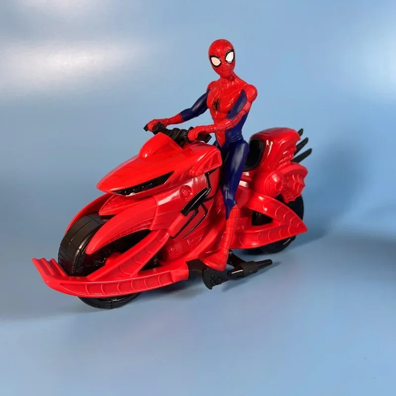 Miniso Marvel Spiderman anime figuras periféricas de dibujos animados, modelo de motocicleta, adornos, juguetes creativos para niños, regalos de vacaciones