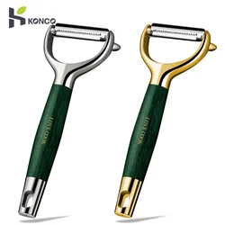 Konco Stainless Steel Peeler,Ultra Sharp Vegetable Peeler Wooden Handle Peeler For Potatoes Carrot Grater Kitchen Accessories