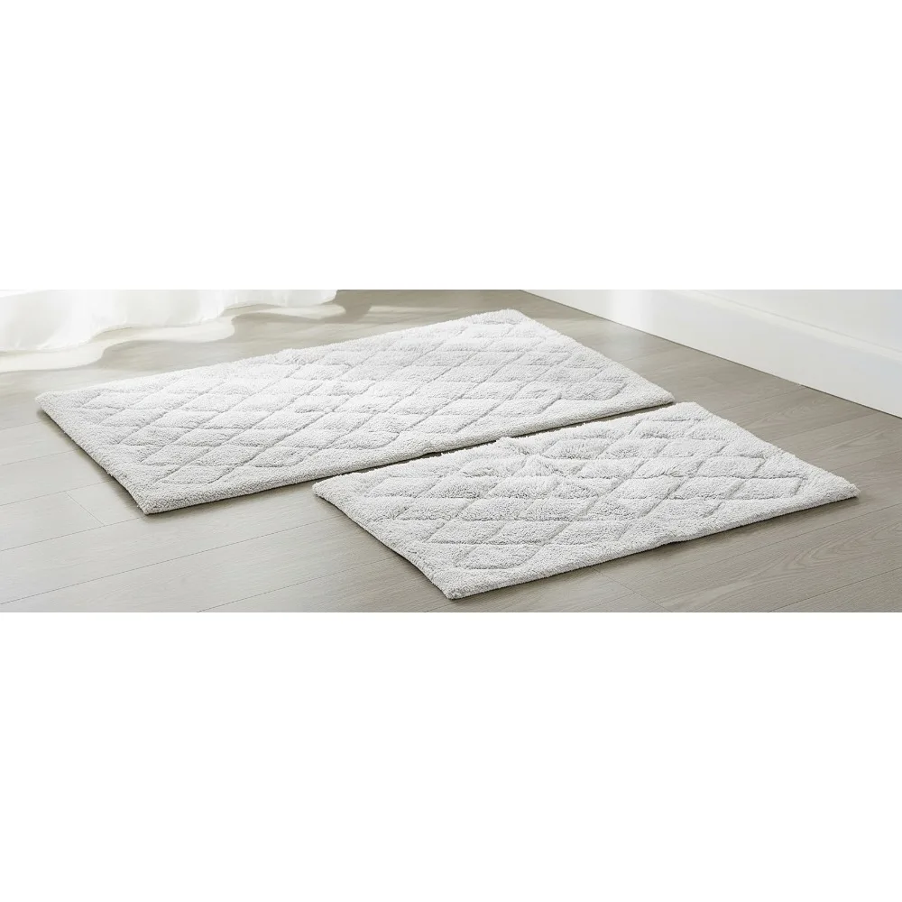 

Soft Absorbent Bathroom Rug Set, Reversible Modern Design, 2-Piece Luxury Decor for Home
