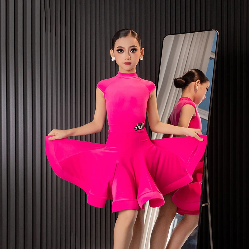 2025 Professionele Nationale Standaard Danskleding Voor Meisjes Korte Mouwen Visgraat Rokken Pak Latin Competitie Jurk DQS19649