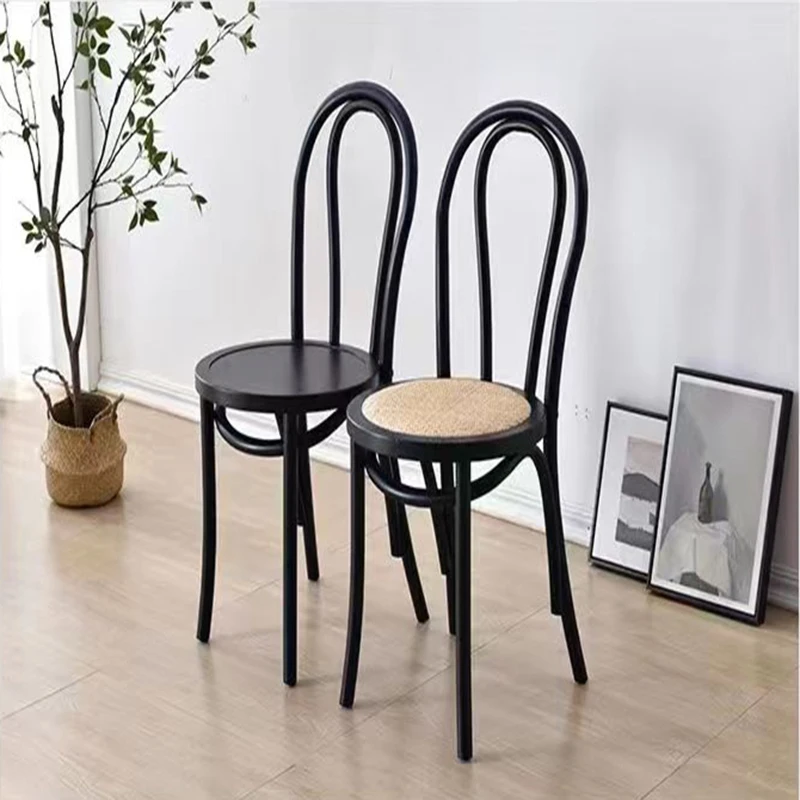 Haushalt Retro Esszimmers tühle Restaurants Cafés Rückenlehnen Rattan gewebte Stühle Freizeit Massivmode Holz hocker