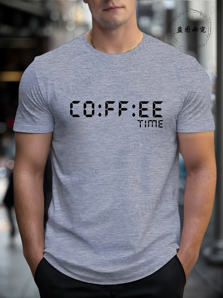 Coffee Time Printed Short Sleeve T-Shirt Men's Women's Summer New Fashion Trend Street T-Shirts Coffee Code Casual Loose Tops