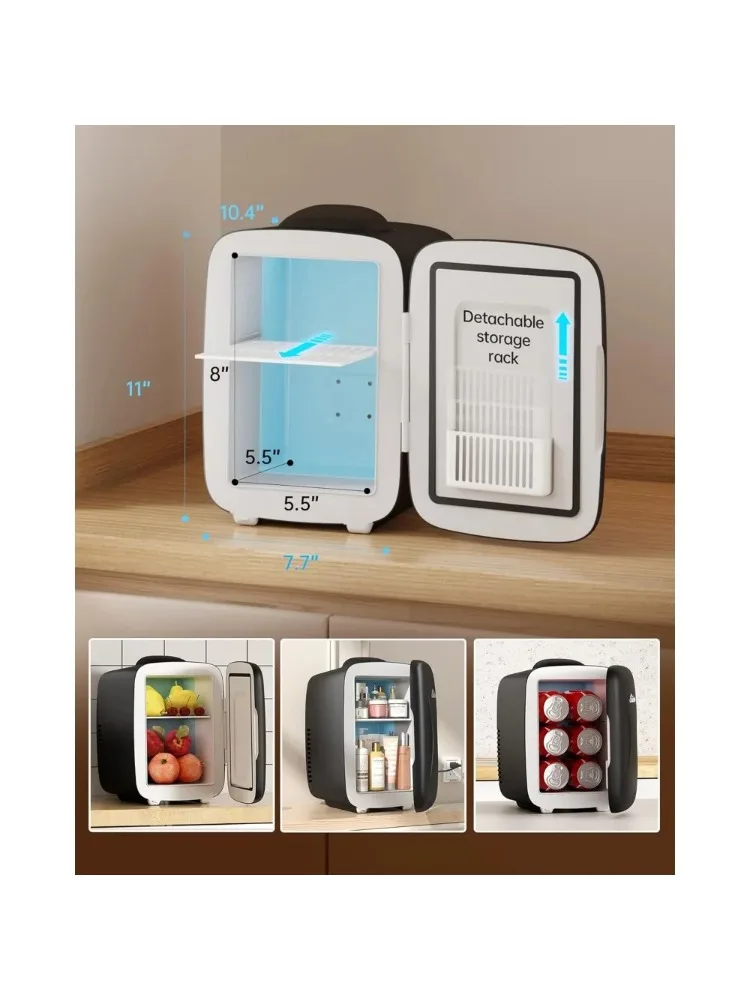 Geladeira de 4L/6 latas, geladeira para cuidados com a pele de resfriamento rápido, geladeira quente e fria, geladeira portátil
