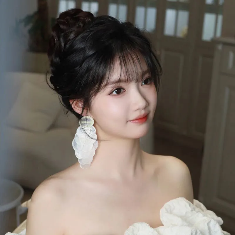Exaggerated atmosphere shell round earrings long fringe travel seaside photo earrings bride wedding with makeup everything