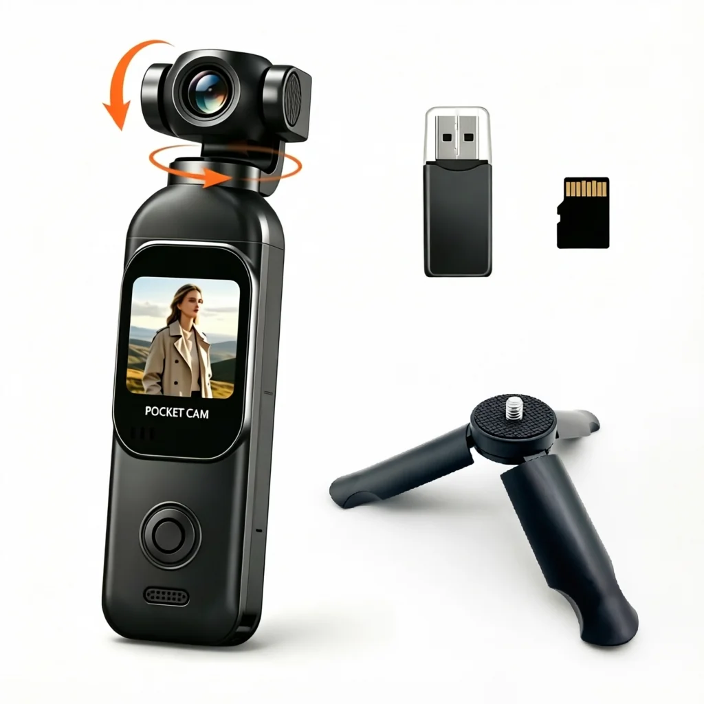1080P Vlogging-Kamera 270 °   Drehbare Linse Handgehaltene POV-Taschenkamera Touchscreen WLAN 14 Stunden Akkulaufzeit Ein-Knopf-Aufnahme Moto