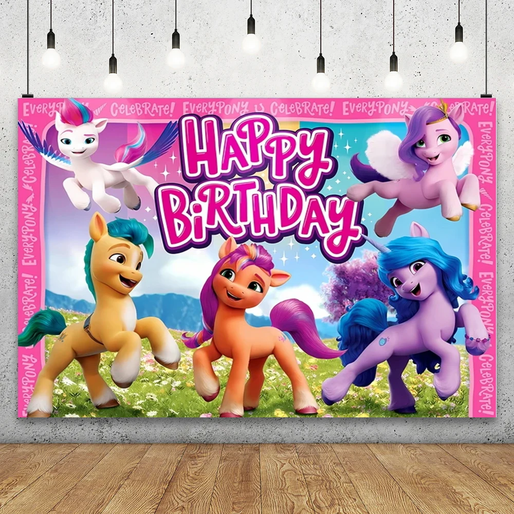 My Little Pony Rainbow Unicorn Theme Photography Backdrop Background Birthday Party Supplie Girl Birthday Party Favors Studio