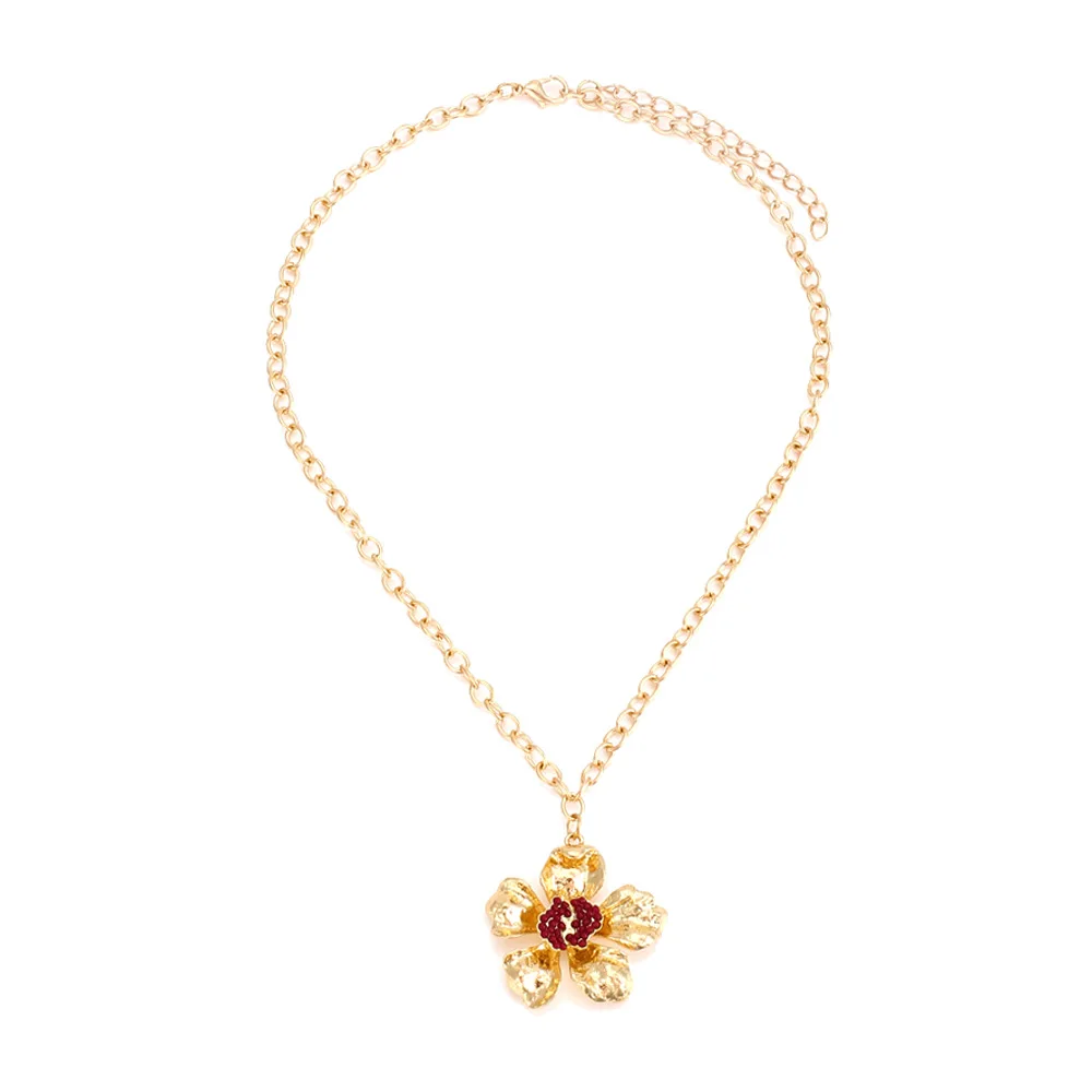 New Vintage Metal Flower Necklace Fashion Versatile Pastoral Flower Pendant Collarbone Chain Source
