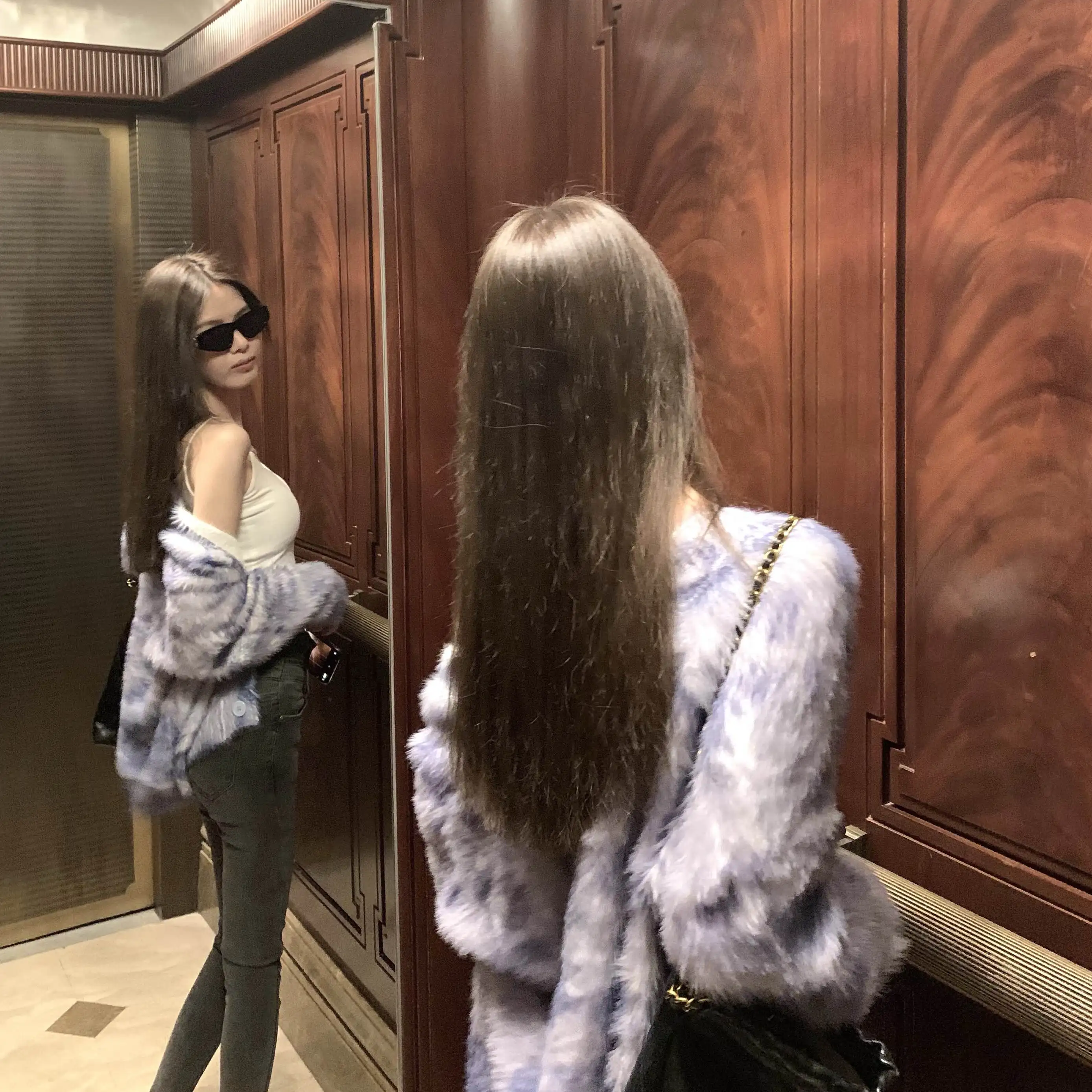 

Вязаный кардиган Nemowu Adient Color из меха норки, с V-образным вырезом, длинными рукавами, стандартной длины, в стиле Little France