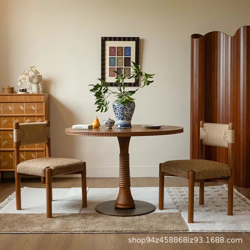 Harajuku Forest Anytime Dining Chair Retro Medieval Premium Solid Wood SingleChair Small Unit BackrestChair Living Room Dining