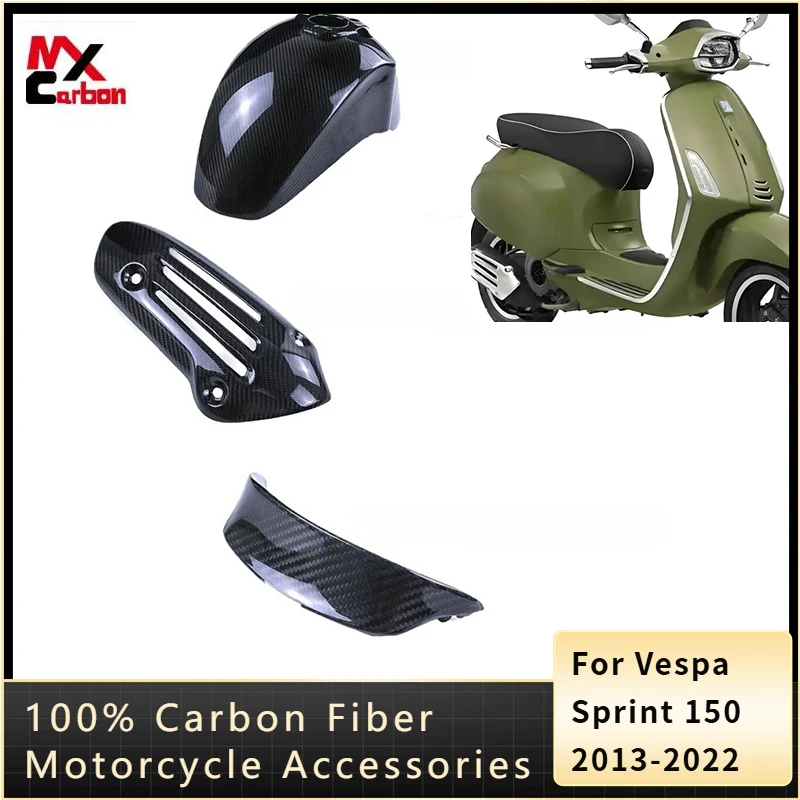 

For Vespa Sprint 150 2013-2022 100% 3K Carbon Fiber Front Wheel Fender Exhaust Cover Front Cover Fairing Motorcycle Accessories