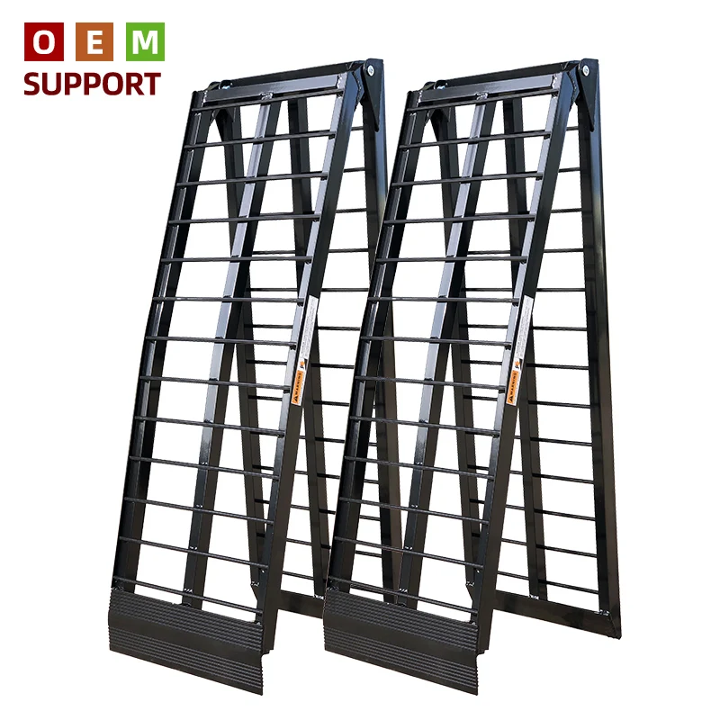 KARLION 2.7m Black Anodized Aluminum Ladder 680KG Capacity Non-Slip Wide Steps Motorcycle Transportation CE Certified Universal