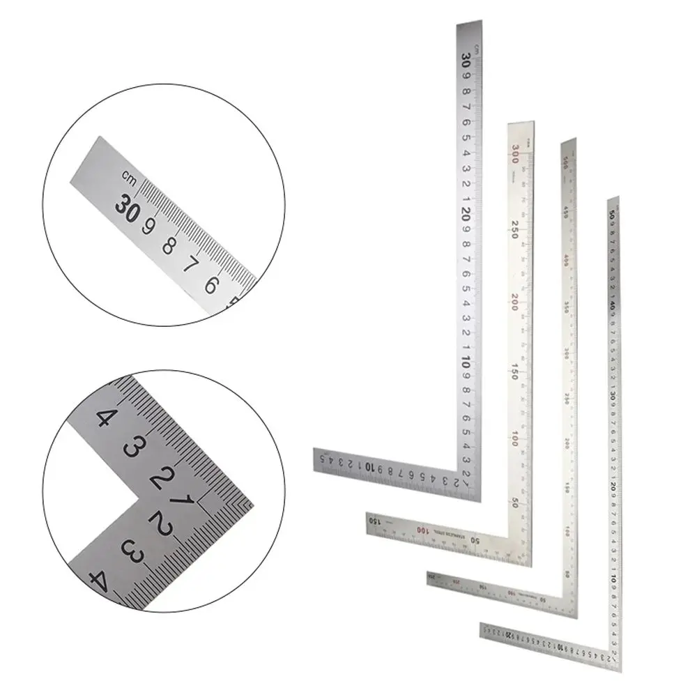 Imagem -03 - Stainless Steel l Shape Ruler Double Sided Ruler Measuring Tool Metal Straight 90 Degree Angle Ruler For Office School Supplies