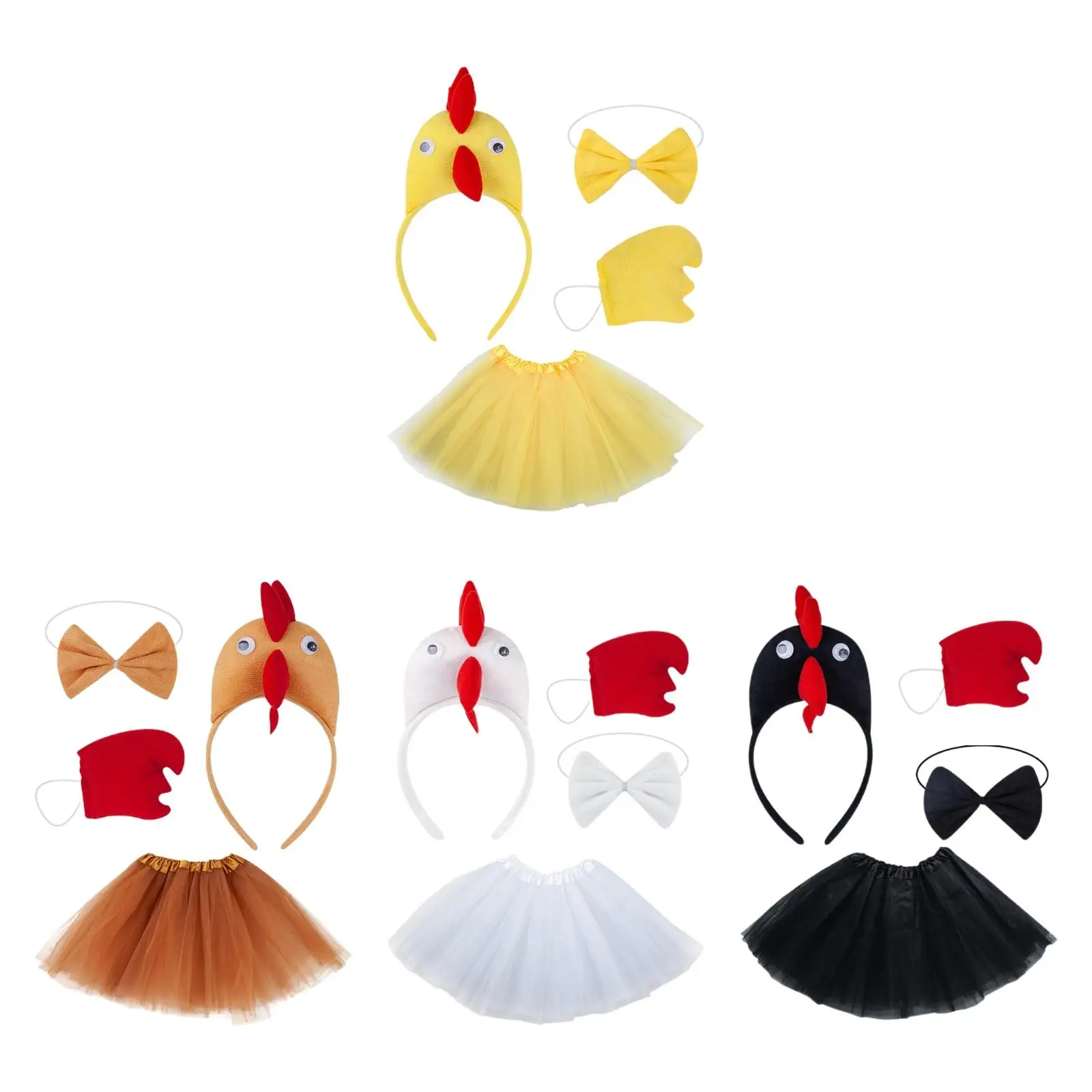 Déguisement de poulet pour filles, avec queue de nœud papillon, Costume d'animaux de ferme, jupe en Tulle pour vacances, Thanksgiving, Cosplay Halloween