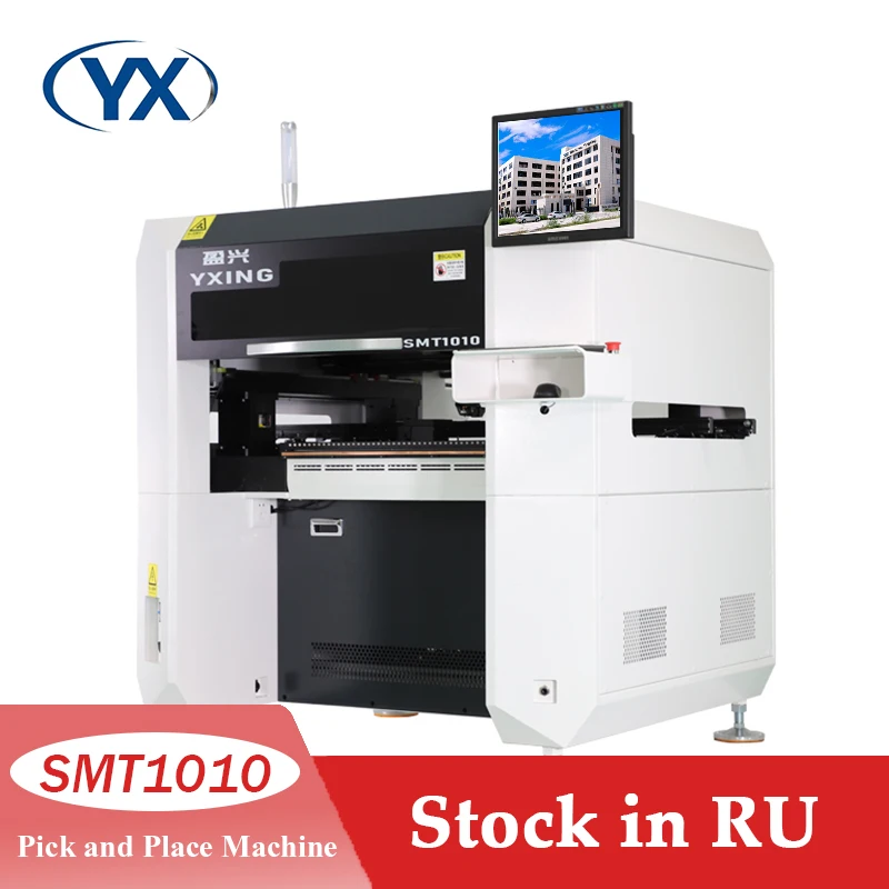 Stock en Rusia, maquinaria electrónica, monitoreo de chips, máquina de recogida y colocación de Pcb, conjunto de PCB de 650x420mm con 10 cabezales 80 Feede