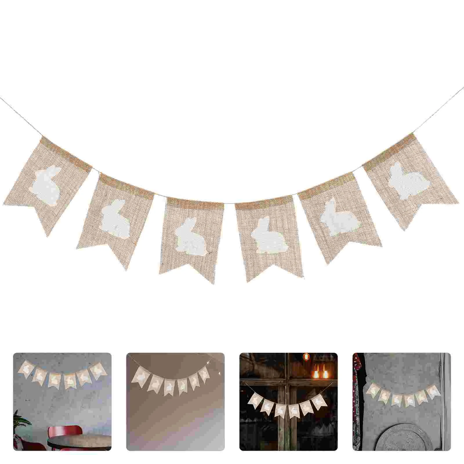 

Birthday Easter Flag Bunny Hanging Banner The Party Decorative Rabbit for White Festival Decoration Baby