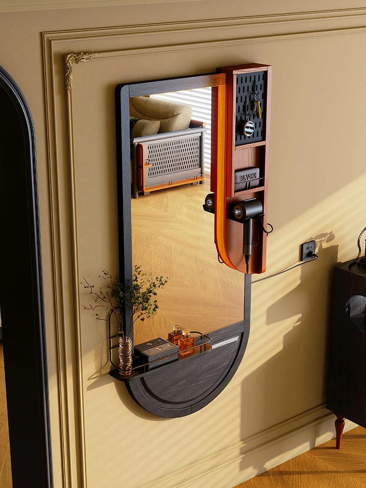 

Godo Yimu входное зеркало для всего тела для гостиной, средневековое настенное зеркало в полный рост, встроенная французская стойка для зеркала в ванной комнате