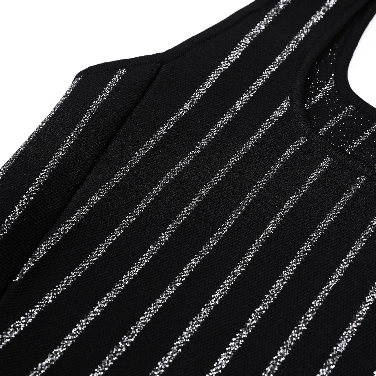 Sleeveless Slim Short Knitted Dresses Square Neck Striped Cake Skirts  Black Sexy Women's Summer Dress Elegant Pullover Clothing