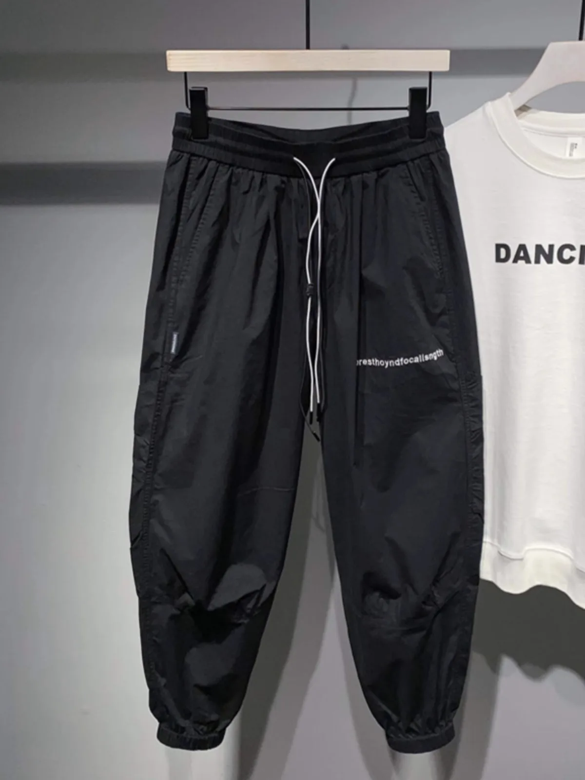 

Slimming Effect Workwear Pants Trendy Pure Color Loose Fit Casual Trousers for Men Autumn 2023 Youth Sle Small Cuffed Pants