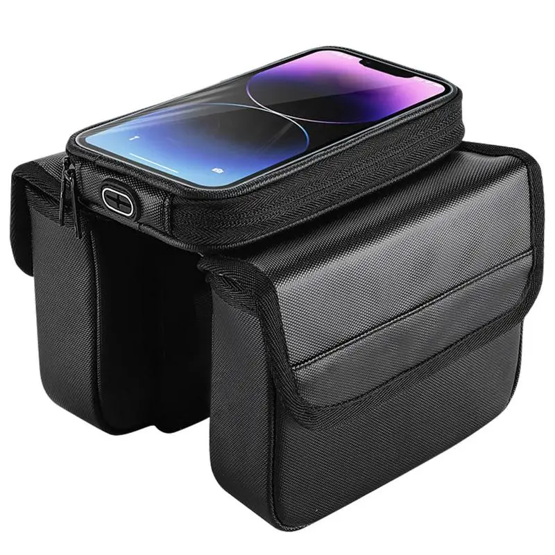 

Bike Rack Bag Waterproof Bicycle Frame Bag For Cycling Bicycle Bag Bike Bags Frame With Clear Phone Holder Pocket