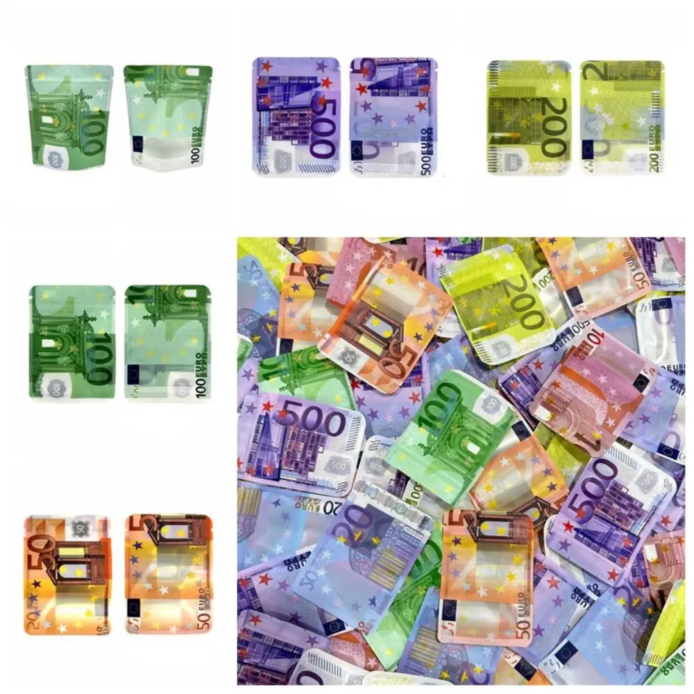 10€ 20€ 50€ 100€ 200€ 500€ Bills Paper Bag Small Pouch With Clear Window 1-3.5G Small Bag Customized Design EURO