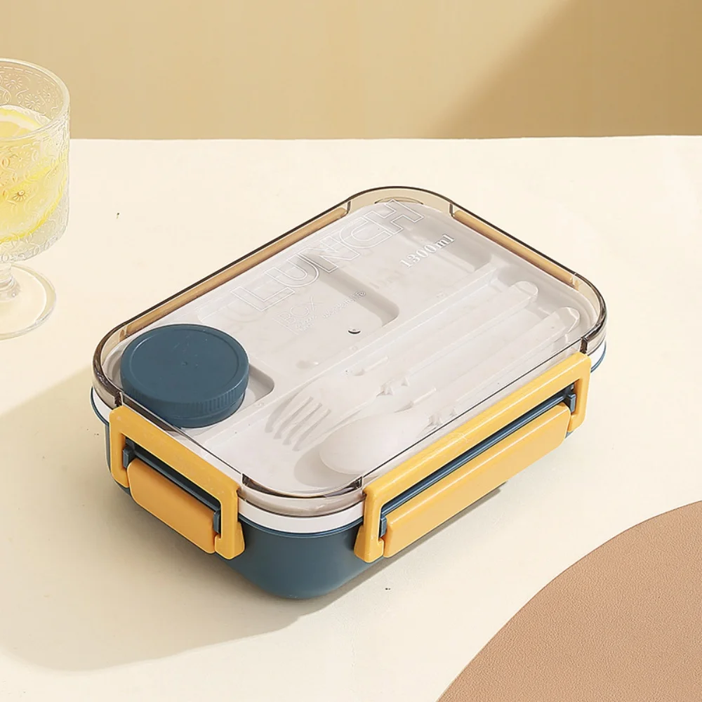 Portable Plastic Lunch Box for Children Adults Thermo Soup Bento Box with Tableware Leakproof Large Capacity Food Storage Boxes