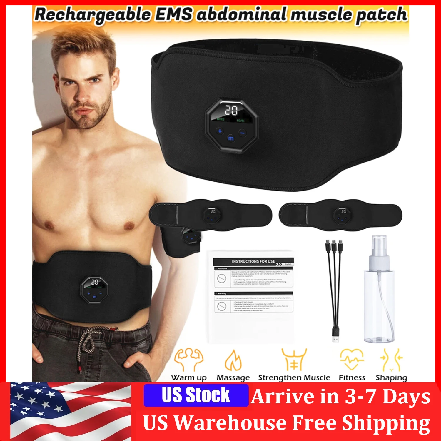 

Abdominal Training Belt Remote Controller Muscle Stimulator Smart Electric Fitness Weight Loss Body Slimming Exercise Massager