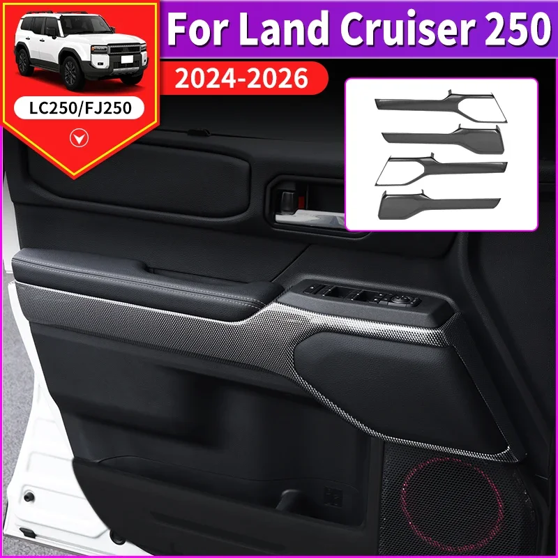 

For Toyota Land Cruiser 250 Prado LC250 j250 2024 2025 Car Door Armrest Panel Trim Cover Carbon Fiber Style Interior Accessorie