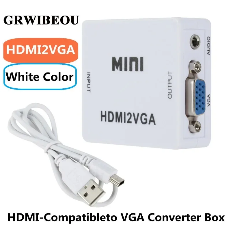 MnnWuu MINI HDMI-compatible to VGA Adapter HDMI2VGA Converter Digital Analog HD 1080p HDMI TO VGA For PC Laptop Tablet Displayer