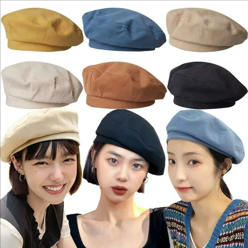 Cotton Berets Solid Vintage Spring Summer French Octagonal Forward Peaked Hats Painter Hat Street Military Beret Women Girl Caps