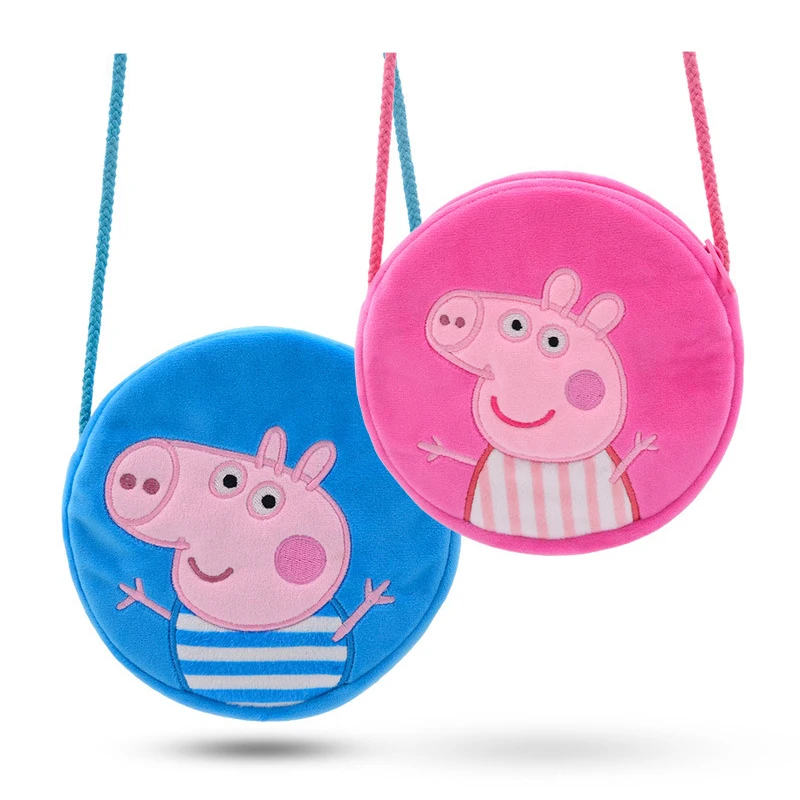 Bolsa de Felpa Original de Peppa Pig, Mochila de Jardín de Infancia de George Peppa, Linda Bolsa de Hombro Redonda de Dibujos Animados, Monedero, Regalos y Juguetes para Niños