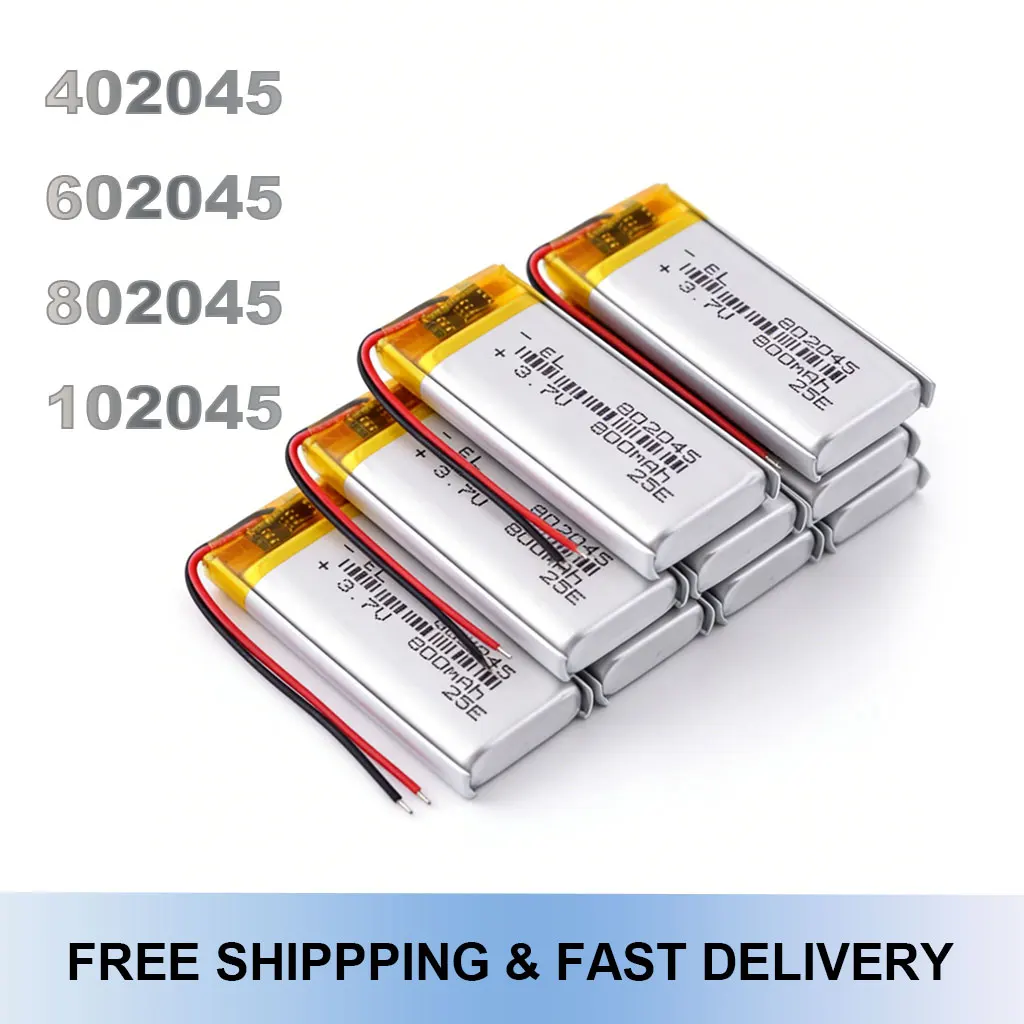 

802045 3.7V 800mAh Rechargeable Lithium Li-ion Polymer Battery 402045 602045 702045 102045
