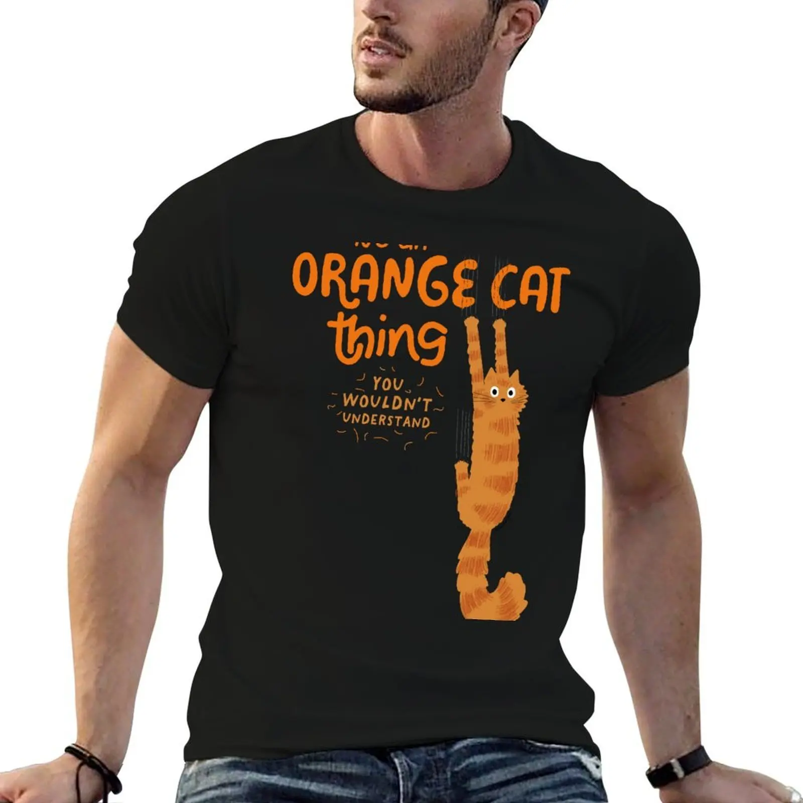 

T-Shirt An Orange t On with Holding pack shirts Thing Claws - It's Cat Cat man Funny Tabby for cotton