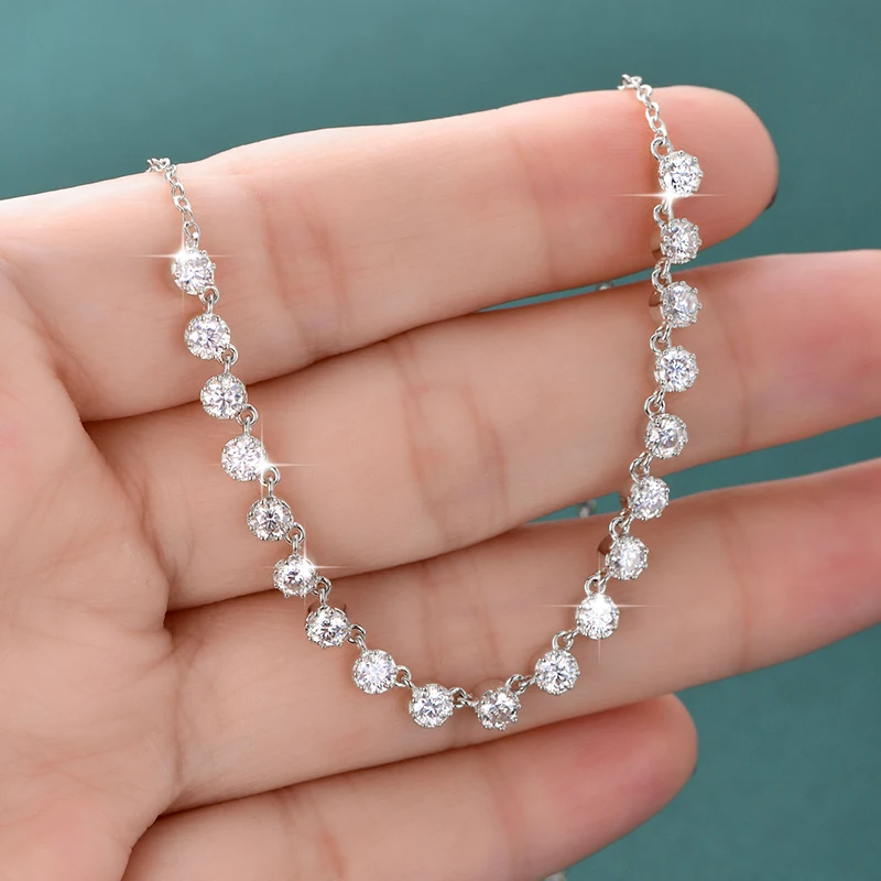 Rrjzz Vollständige 3mm D-Farbe VVS1 Rundschliff Moissanit Bubble Halskette GRA Laborgezüchteter Diamant 14k Vergoldete Damen Halskette Schmuck – Detail 12