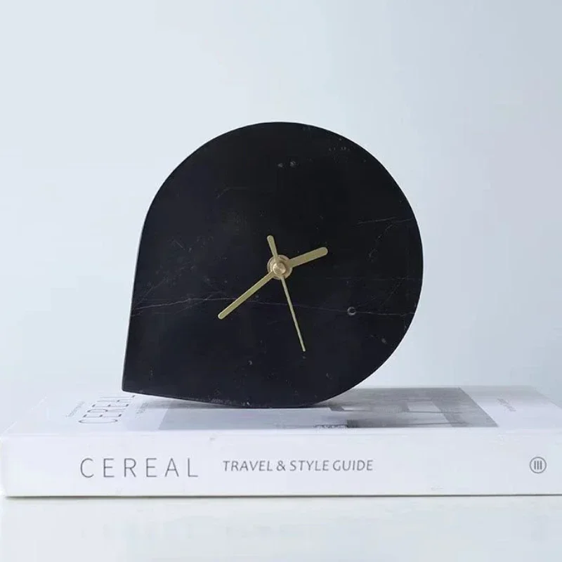 Creative Table Clock Modern Miniature Desk Clock Light Luxury Marble Clocks Ornaments Living Room Art Decoration Accessories
