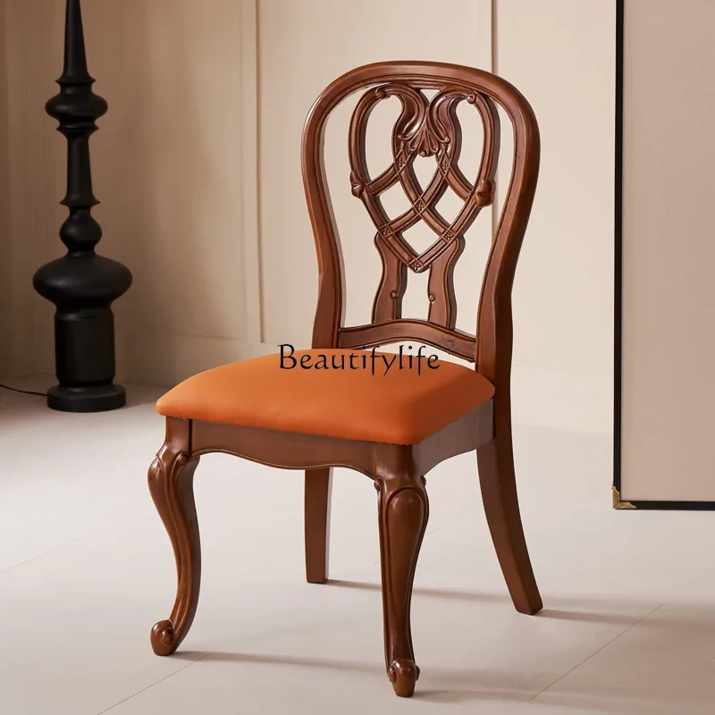 Krzesło do jadalni z litego drewna yj21, krzesło francuskie do jadalni domowej, pojedyncze oparcie