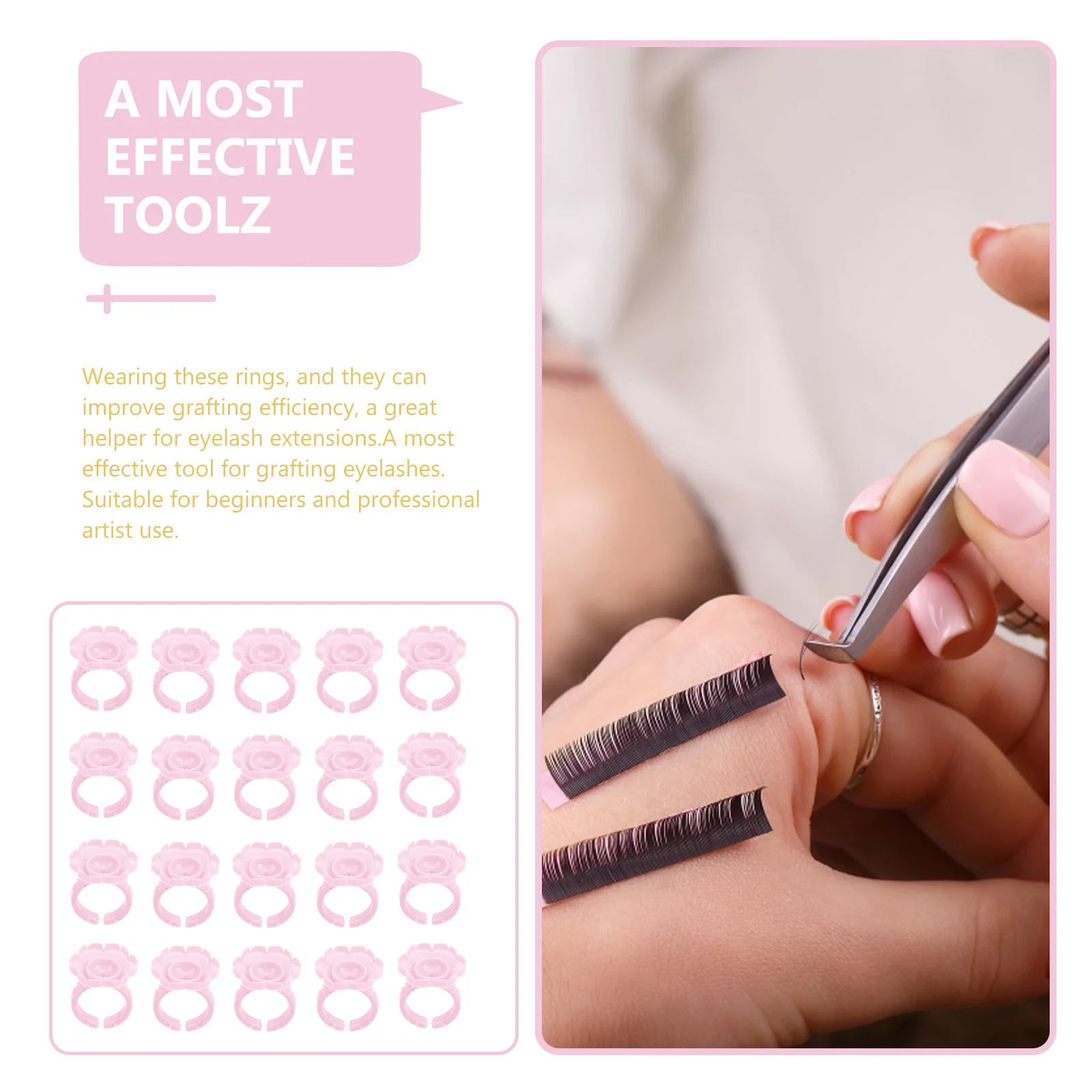 

100Pcs Eyelash Glue Rings Flower Shape Lash Extension Tool Efficient Glue Cup Tattoo Pigment Holder for Beauty Salon DIY Use