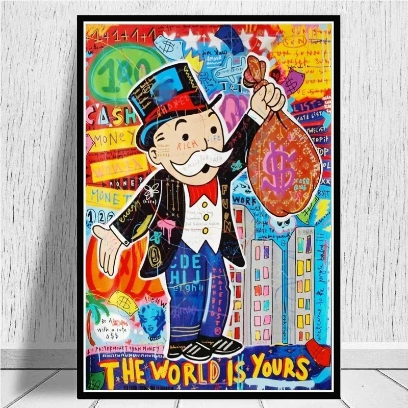 Alec Monopoly Richer Scrooge Dollars Graffiti Street Posters Canvas Paintings Decorative Wall Art Print Pictures Room Home Decor
