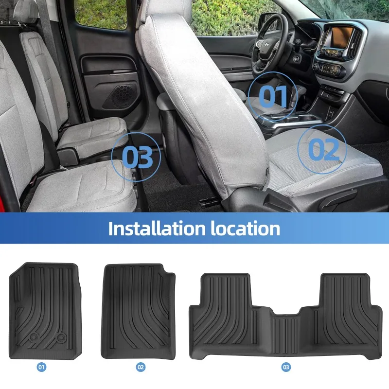 Fußmatten für Chevrolet Chevy Colorado 2015 - 2022, 3D TPE Fußmatten-Set, Allwetter-Autozubehör – Detail 2