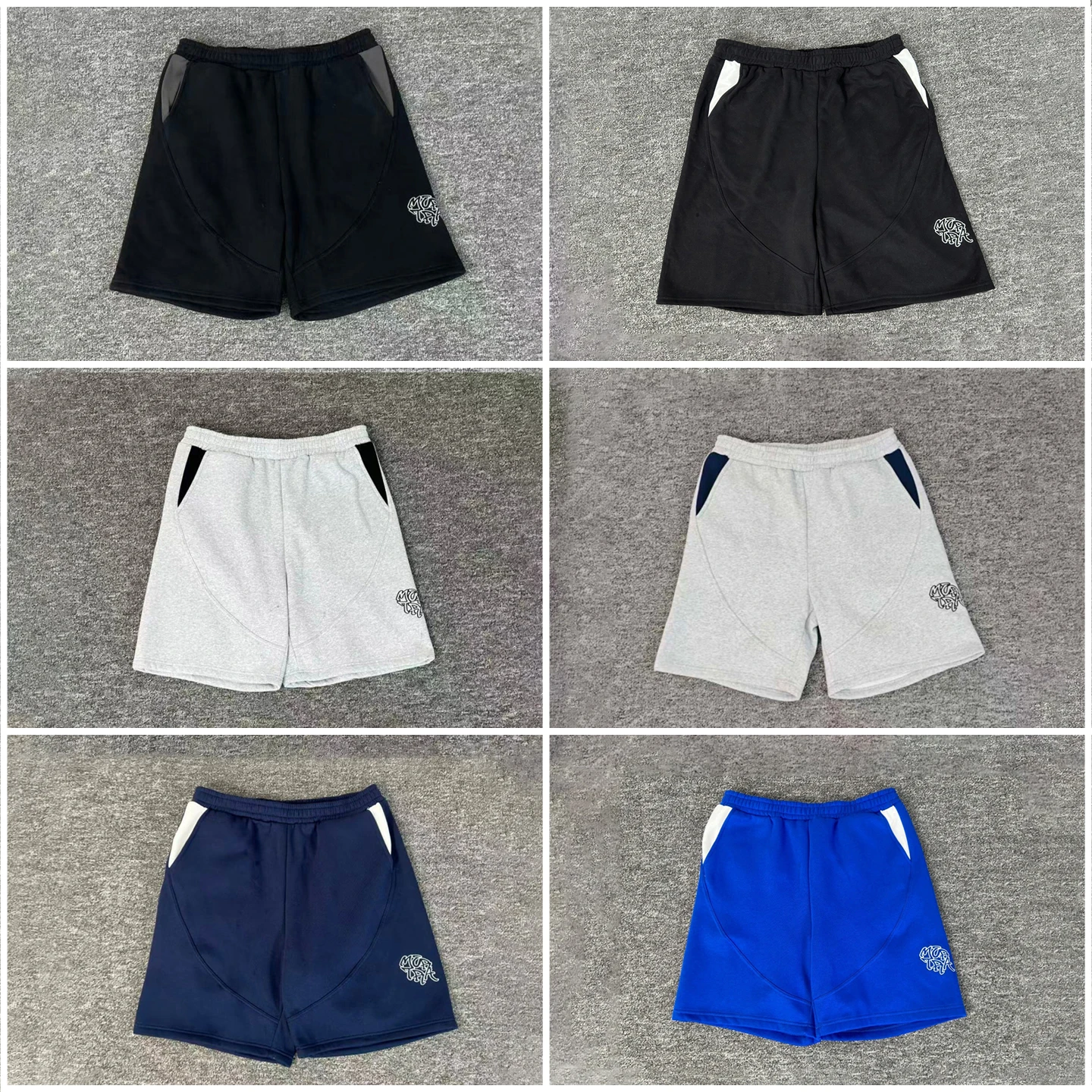 

American Street Style Summer Embroidered Letter Pattern Loose Casual Color Block Simple Fleece Elastic Waist Shorts for Men A...