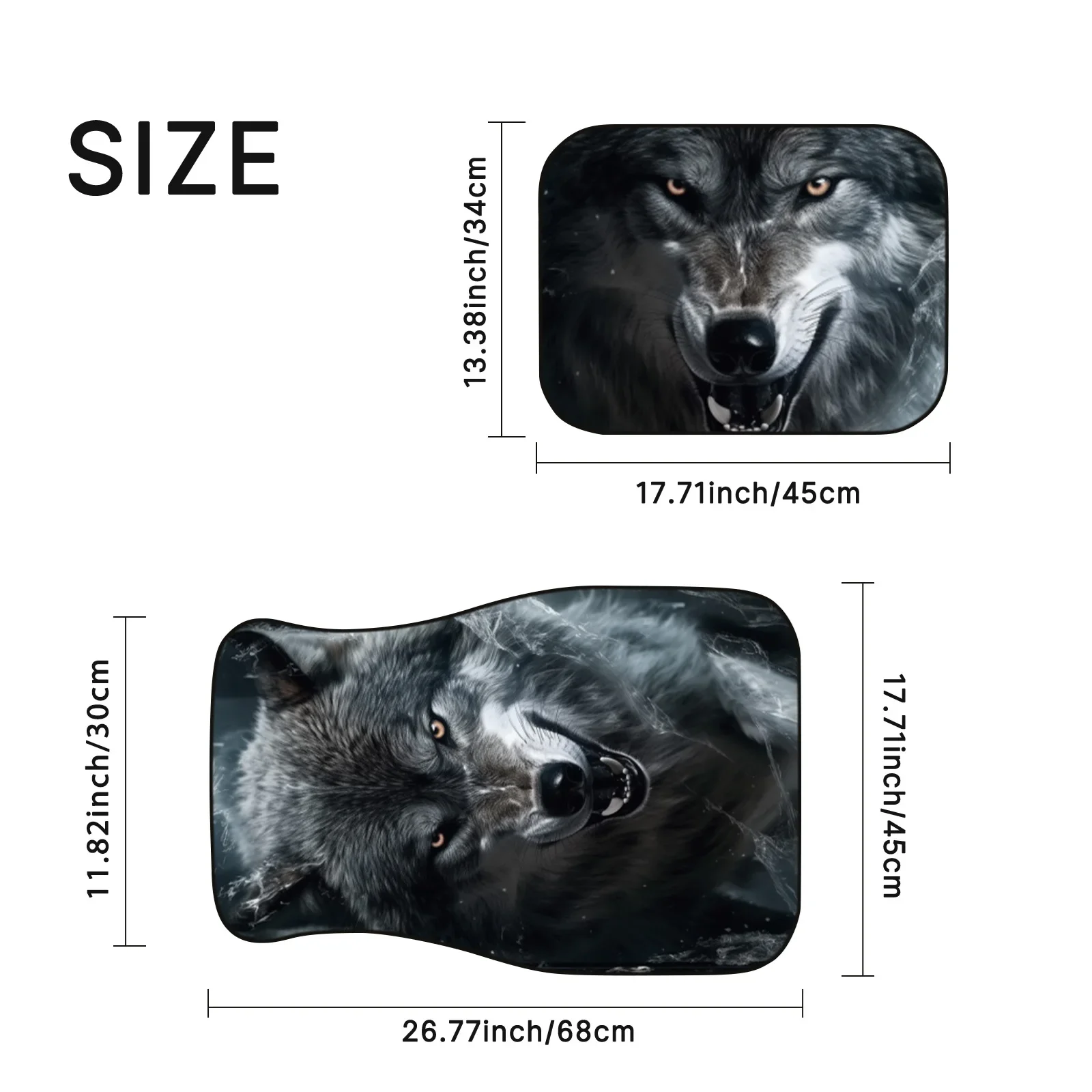 4pcs Fierce wolf pattern Car Floor Mats Universal Waterproof Non-Slip Front Rear Auto Floor Mat Non-Slip Car Carpet Easy Clean