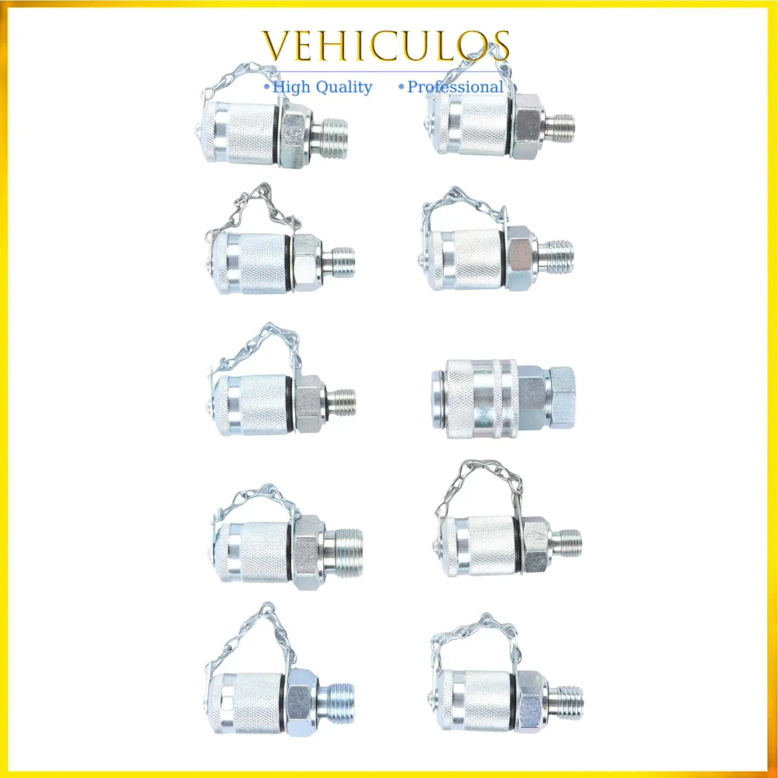 10pcs/set For CAT, John Deere, Bobcat, Case Excavator Test Coupling Hydraulic Pressure Gauge Test Kit Parts With 2 year warranty