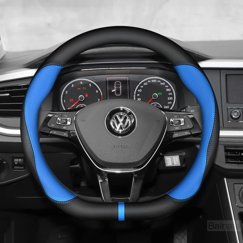 

O D Type Car Steering Wheel Cover for VW Sharan Passat Caddy Touran Tiguan Golf Polo Teramont Atlas T-Roc T-cross Accessories
