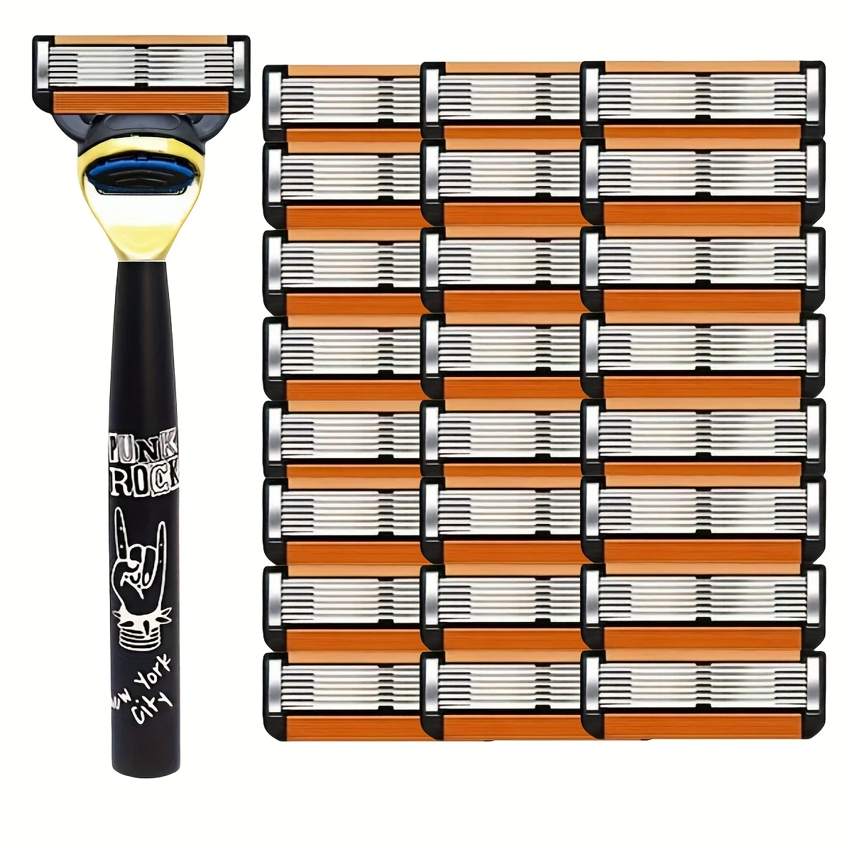 مجموعة ماكينة حلاقة يدوية للرجال مع ماكينة حلاقة آمنة بديلة مكونة من 6 طبقات، أداة حلاقة كلاسيكية للرجال #1