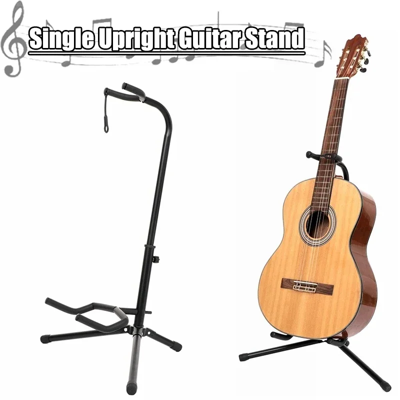 Vertical Folding Liftable Guitar Stand, Folk Electric Guitar Ukulele Pipa Bass Floor Display Stand Instrument Accessories