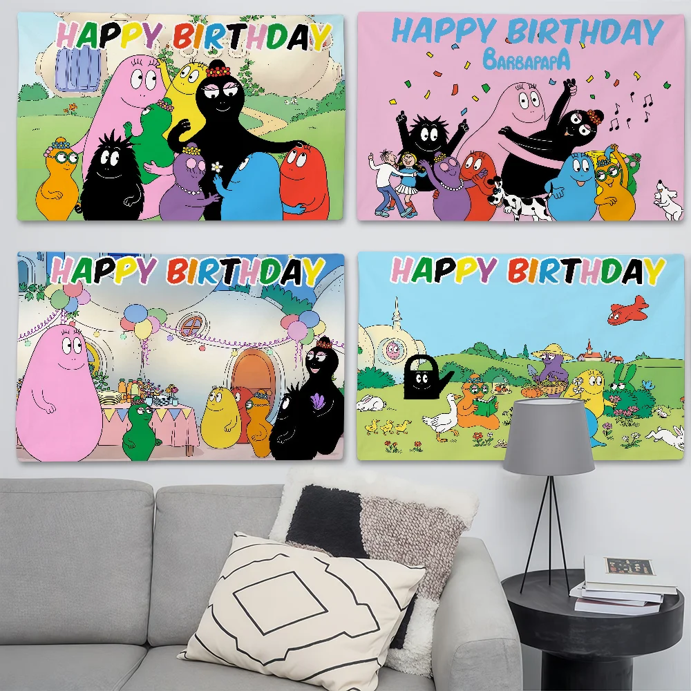 Anime B-Barbapapa Birthday Flag Suitable For Birthday Partie