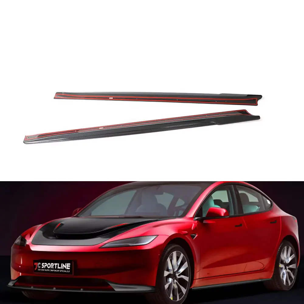 

Prepreg Dry Carbon Fiber Side Skirts for Tesla Model 3 2023