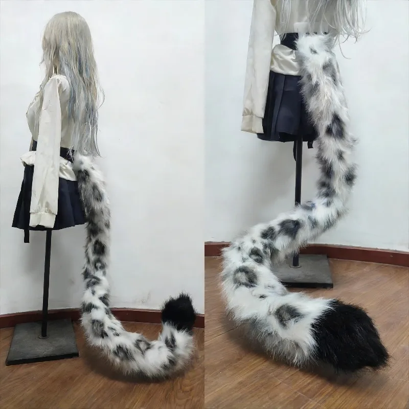 Langer Leoparden-Print-Schwanz Cosplay Plüsch-Requisite Flauschiger Langer Schwanz Anime-Konvention Halloween Karneval Party Schneeleopard-Kostüm 2026 – Detail 1