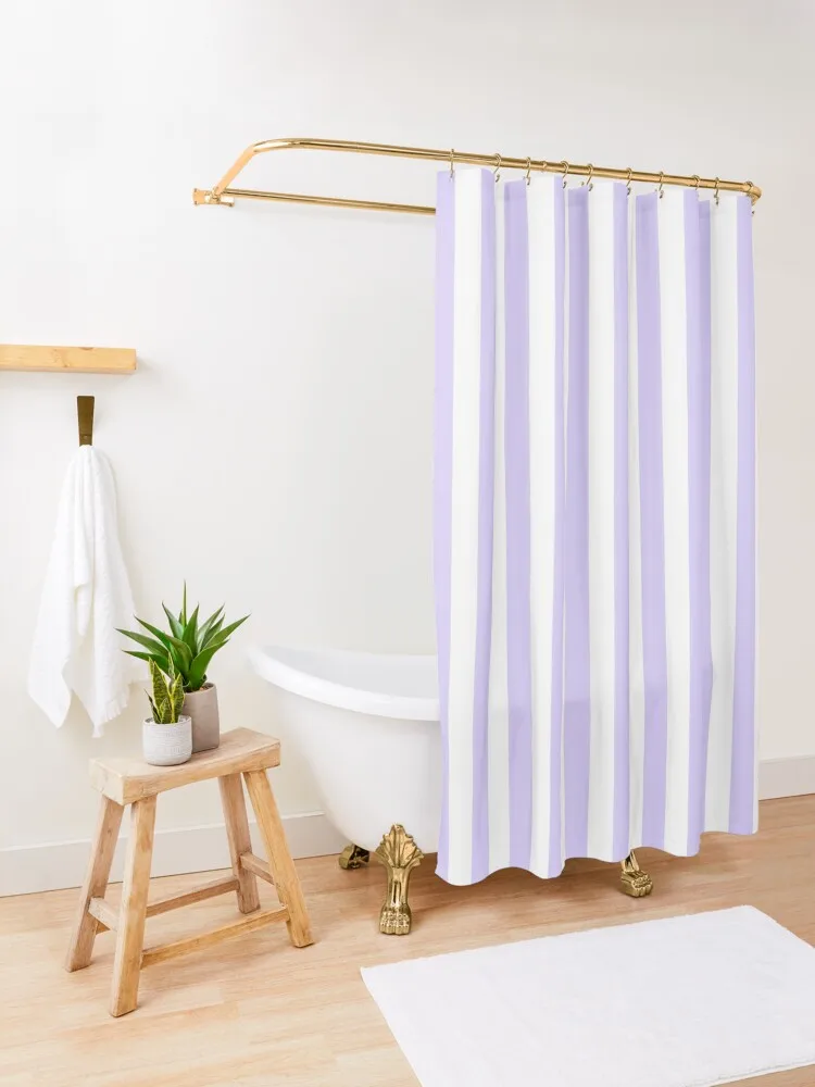 Pale Lavender Violet and White Vertical Stripes Shower Curtain Elegant Bathroom Curtain Waterproof Shower Curtain