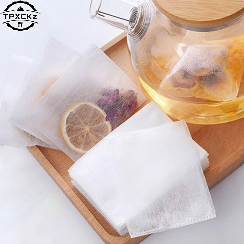 100pcs Disposable Tea Filter Bags Non-woven Fabric Tea Bag With Drawstring Kitchen Filter Paper For Coffee Herb Loose Tea