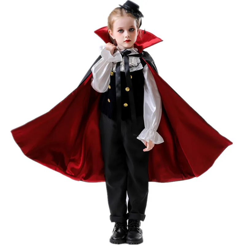 

Halloween Medieval Retro Court Gothic Bloody Terror Vampire Fancy Costume Children's Unionsex Prince Horror Cosplay Dress